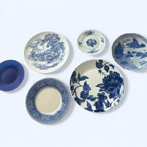 Set of 6 Blue and White Display Dishes